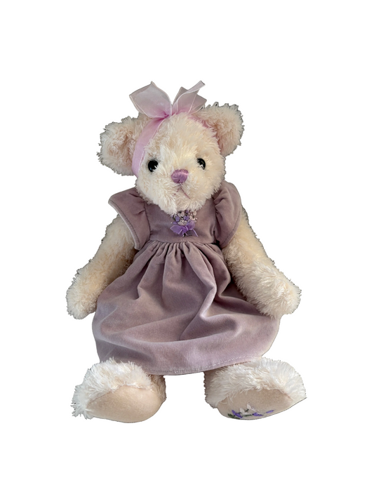 Settler Bears Teddy Bear in Purple Dress Vintage Soft Toy Plush Gift Lavender Settler