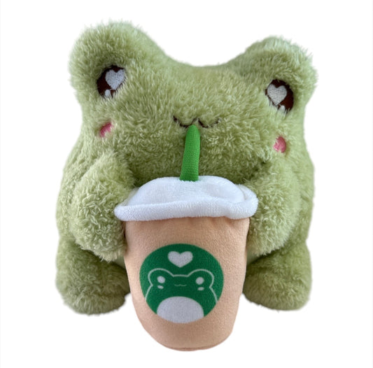 Cuddle Barn Coffee Sippin Wawa Green Frog Soft Toy Plush Gift Australia 